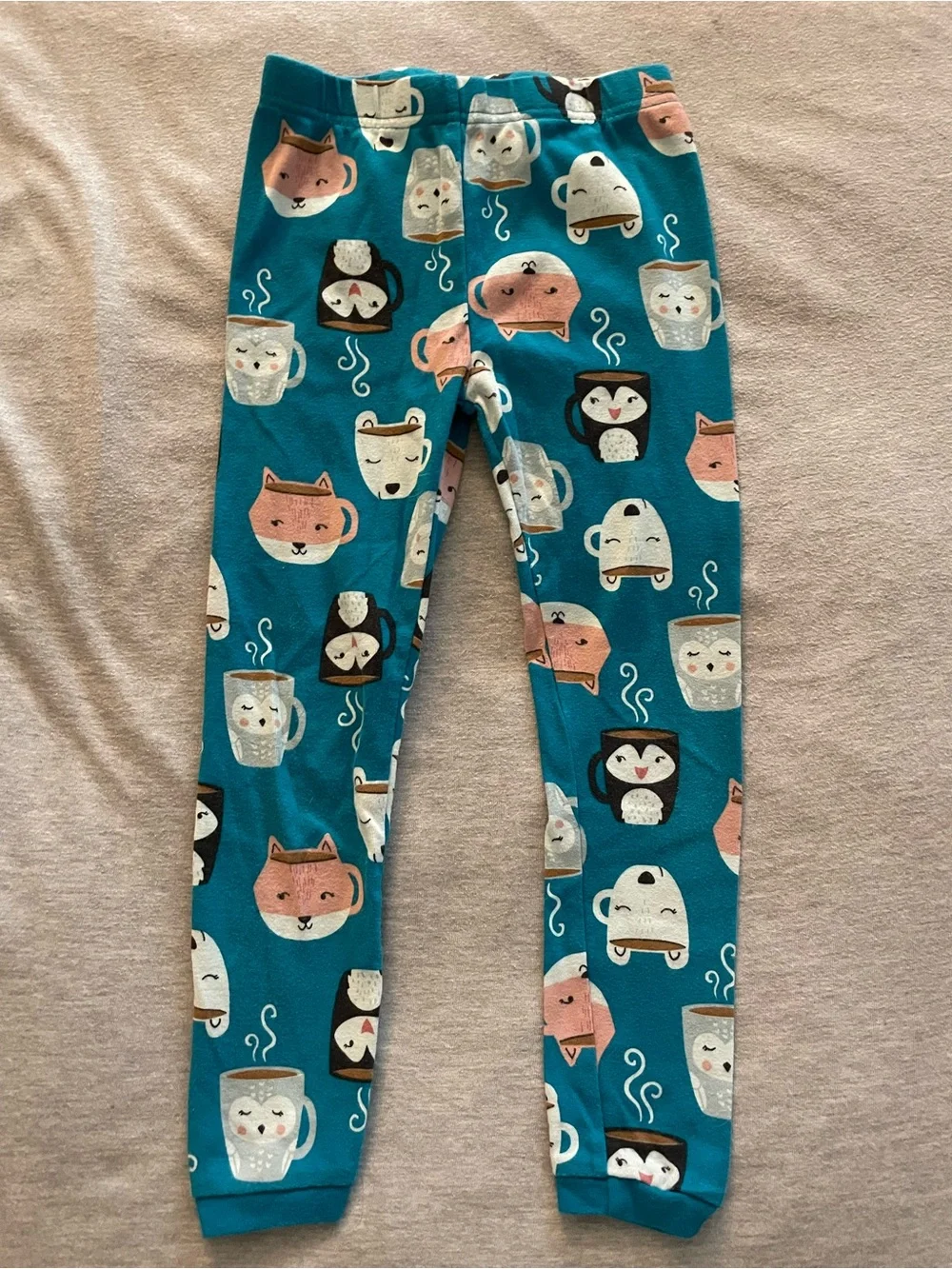 Kids Long-Sleeve Teal Animal Mug Print Pajama set